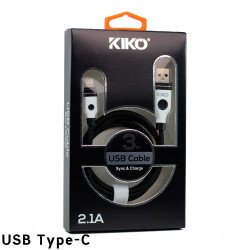 USB Type-C 2.1A Strong Nylon USB Cable 3FT (Black)